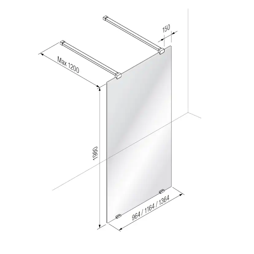 Duschvägg Alterna Luxor Modell 90 864 mm Krom Beslag 864 mm, Krom Beslag
