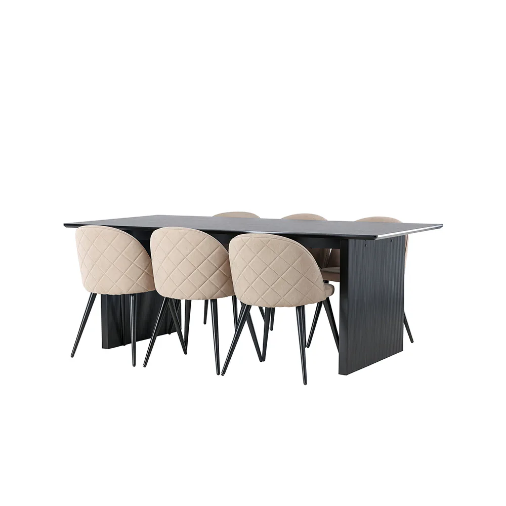 Spisegruppe Venture Home Vail med 6 Velvet Stoler