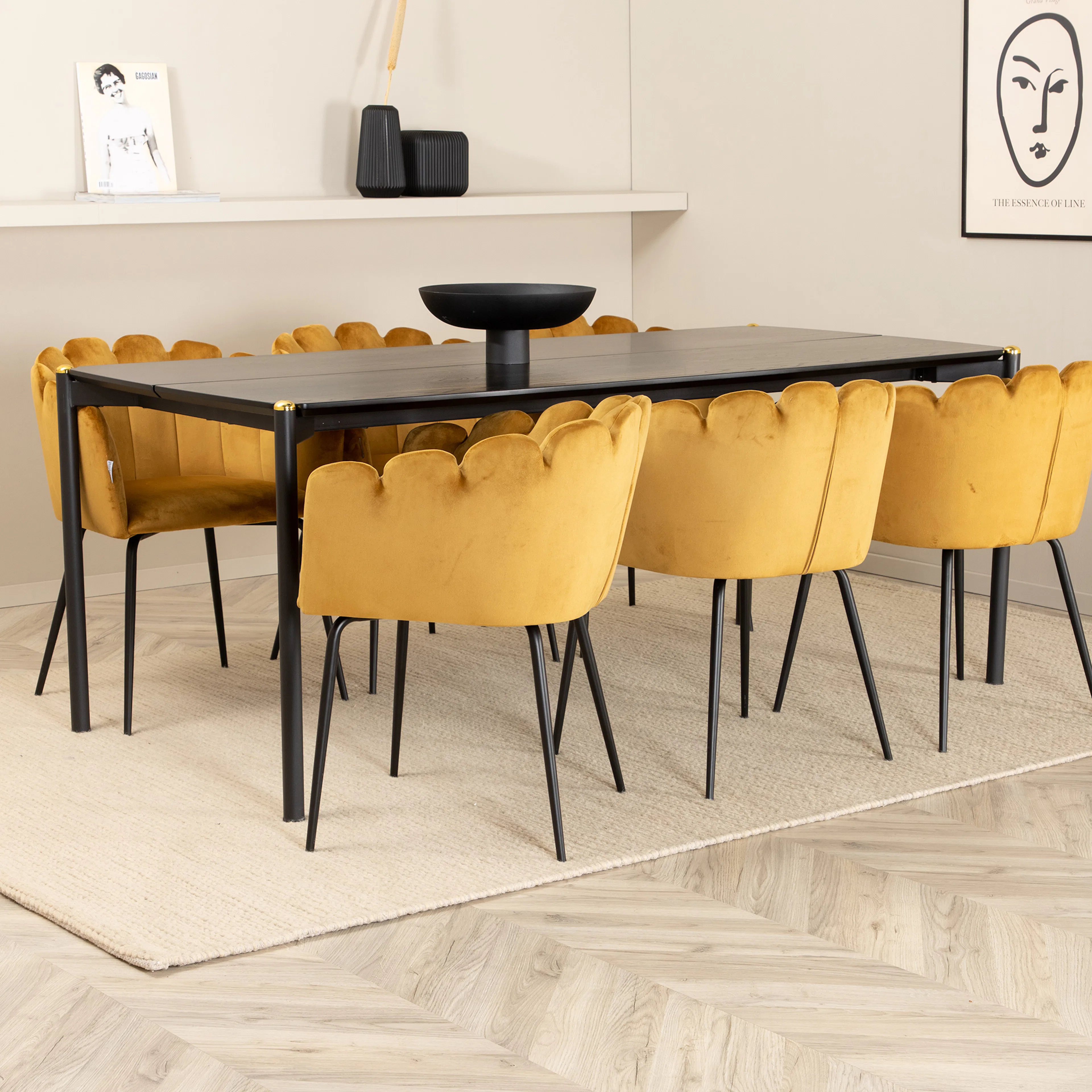 Spisegruppe Venture Home Paris med 6 Limhamn Stoler