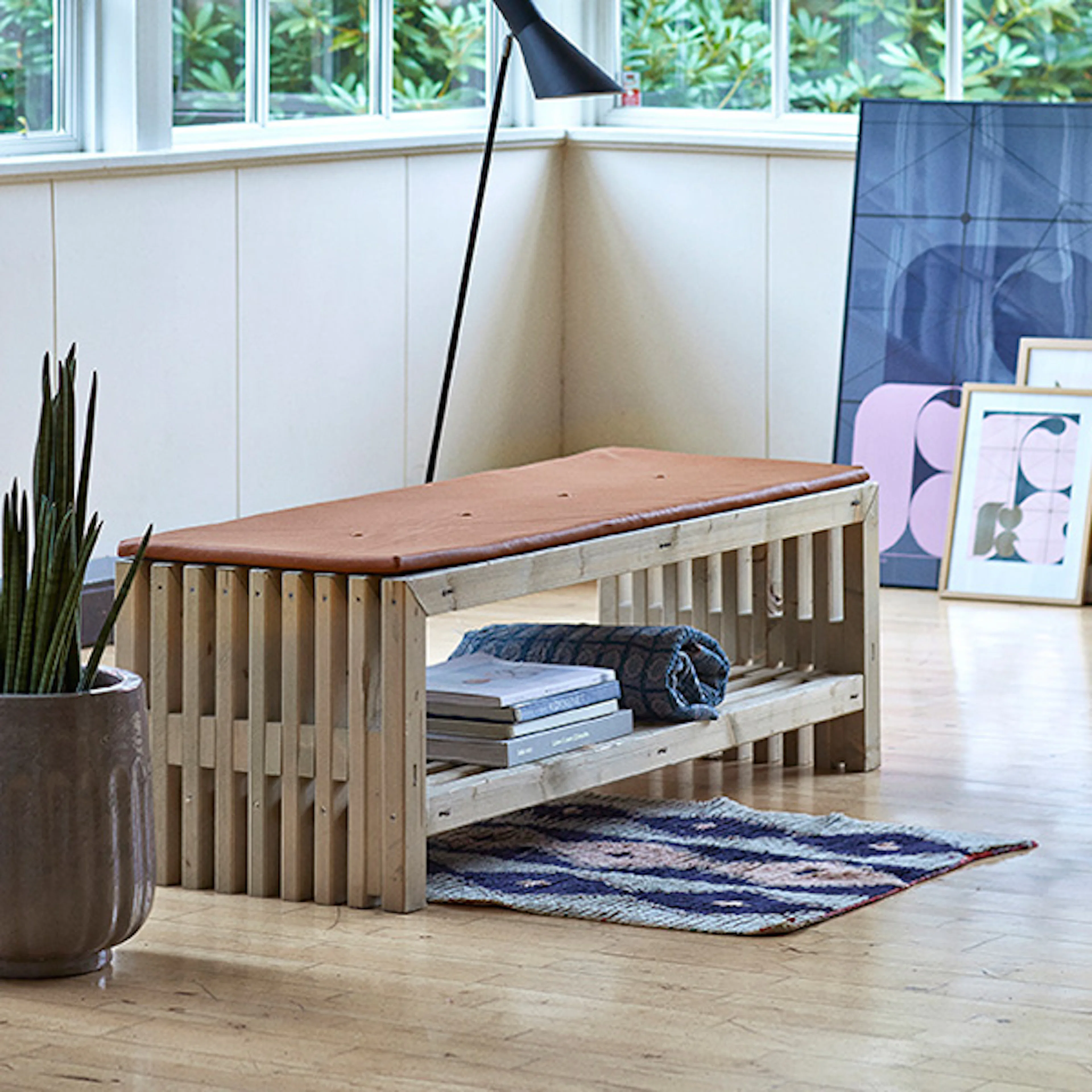 Benk PLUS Rustikk Design med Hylle 1380 mm