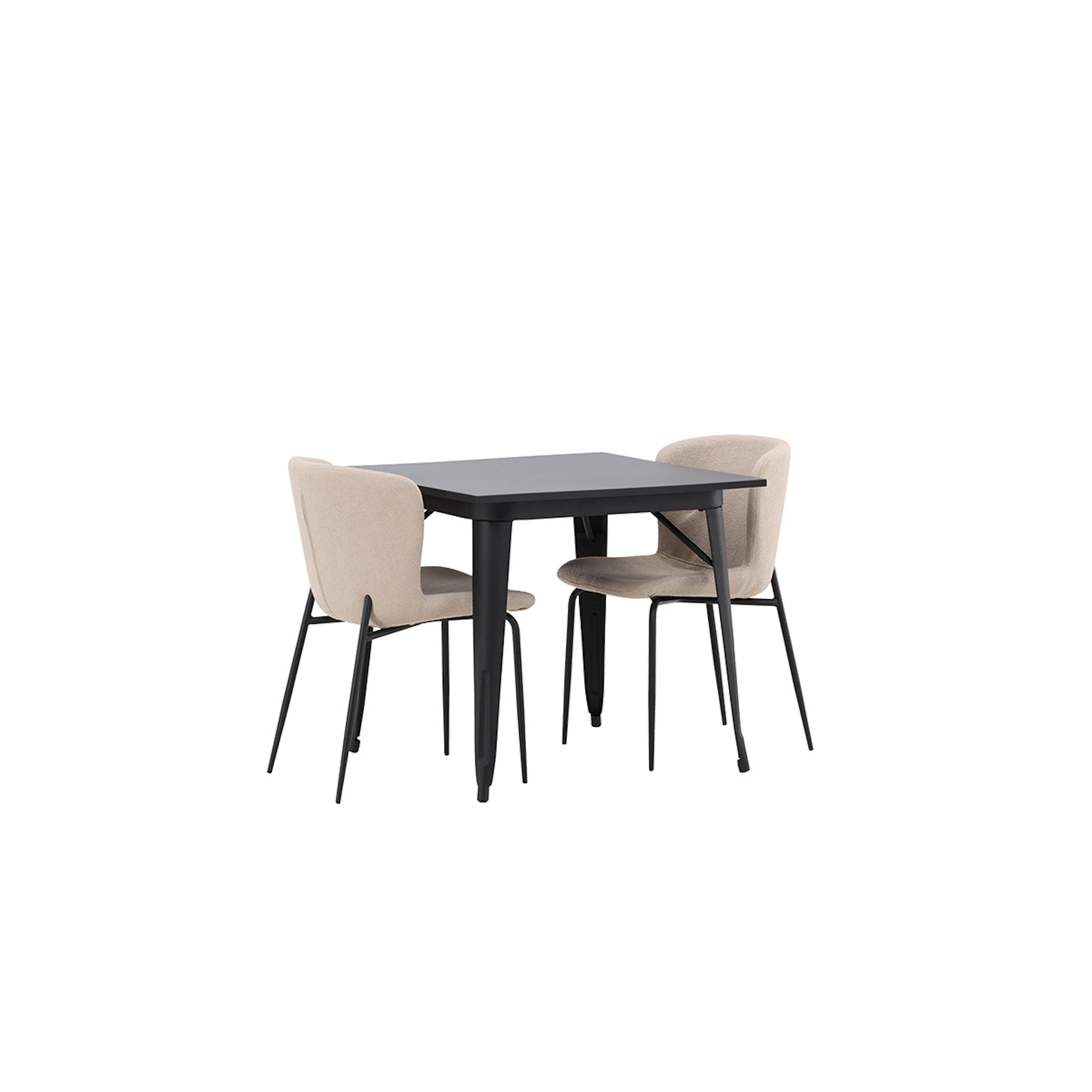 Tempe Dining Table - Black / Black MDF +Modesto Dining Chair Beige/Sort
