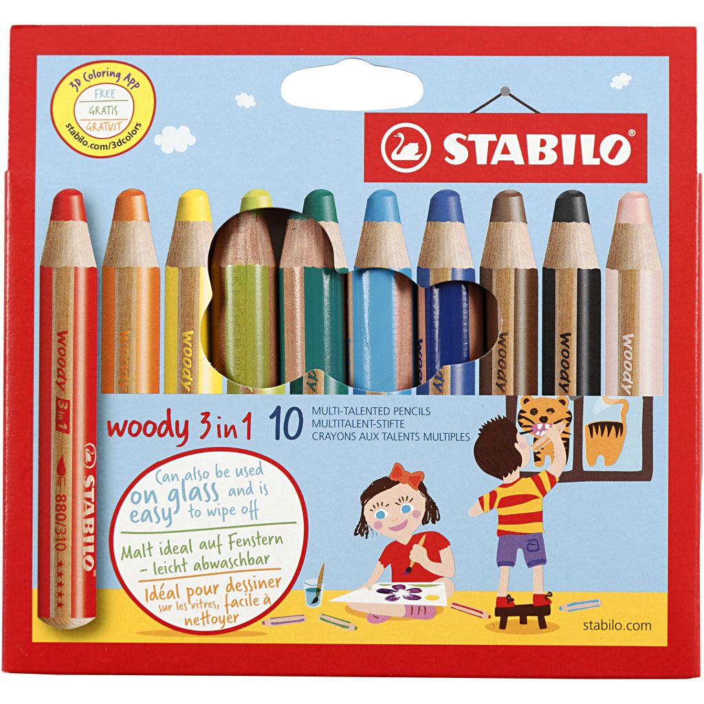 Fargeblyanter Creativ Company Woody 3-i-1 Ass Farger 10 stk/1 Pk