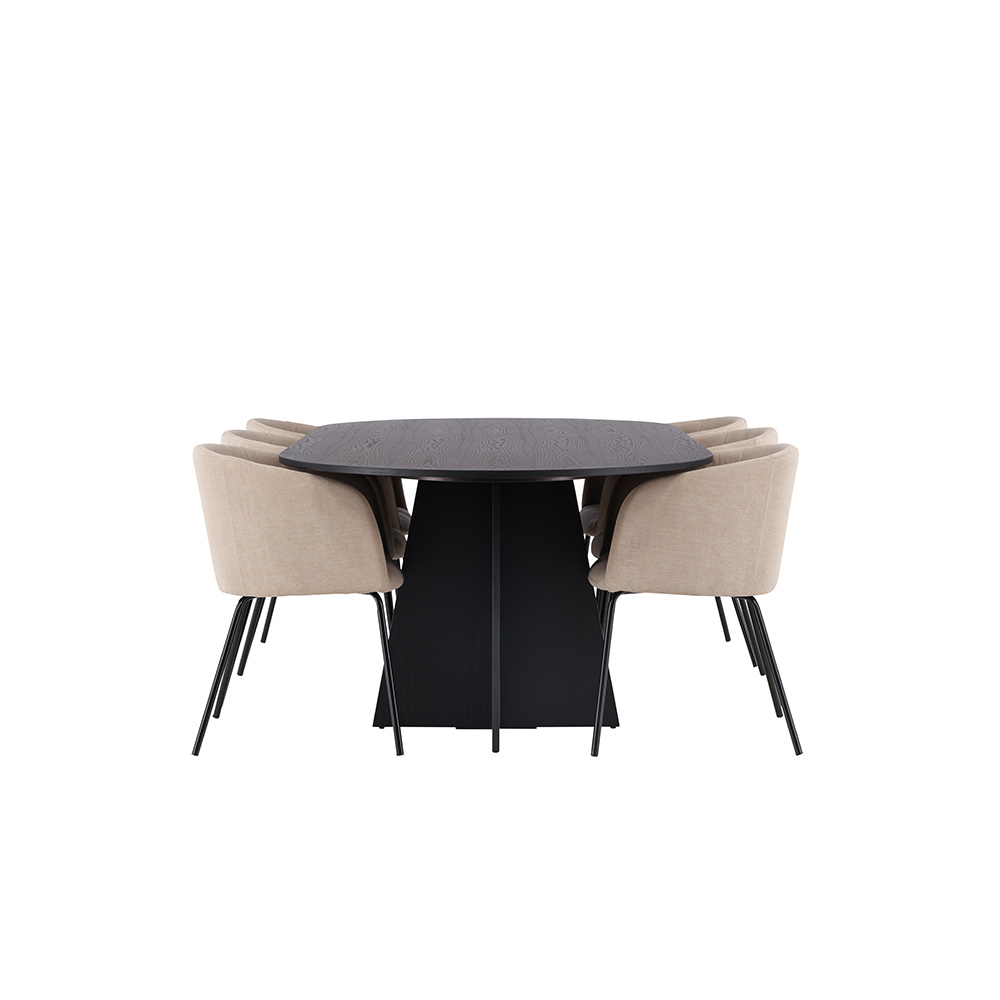 Spisegruppe Venture Home Bootcut Oval med 6 Berit Stoler