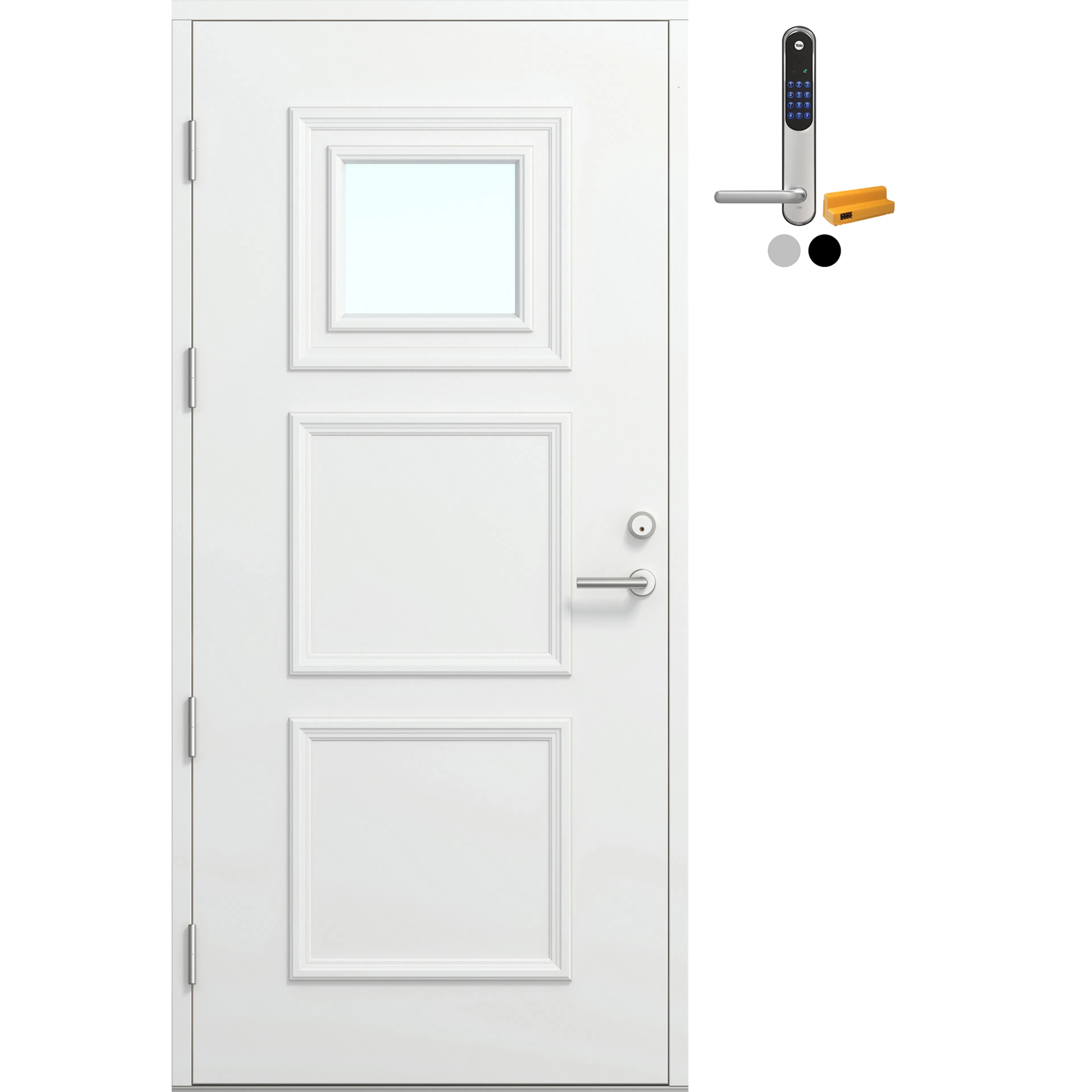 Ytterdør Bygg1 Fjord 10 Klarglass Hvit med Yale Doorman Classic Home