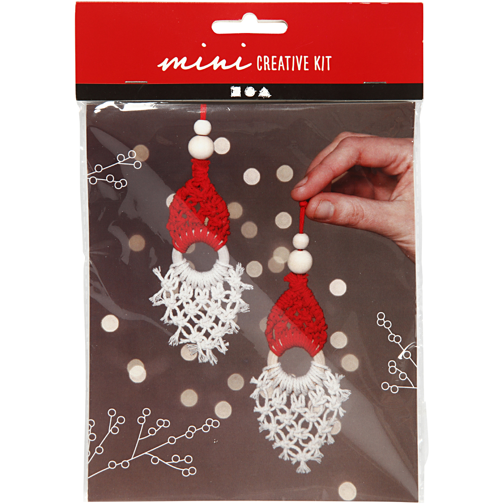 Materiellsett Creativ Company Mini DIY Kit Makramé Nisse 2 stk/1 sett