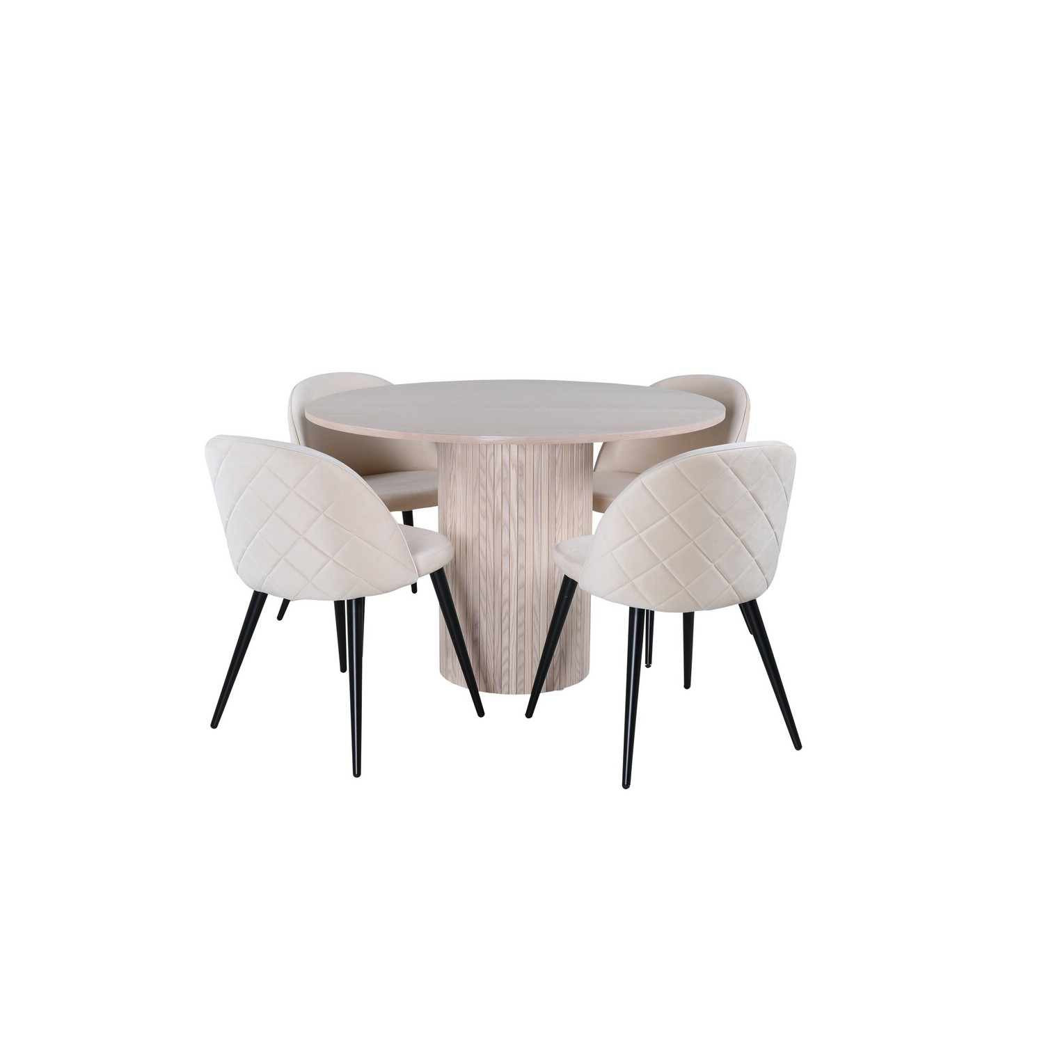 Spisegruppe Venture Home Bianca Rund med 4 Valentina Stitches Stoler Fløyel