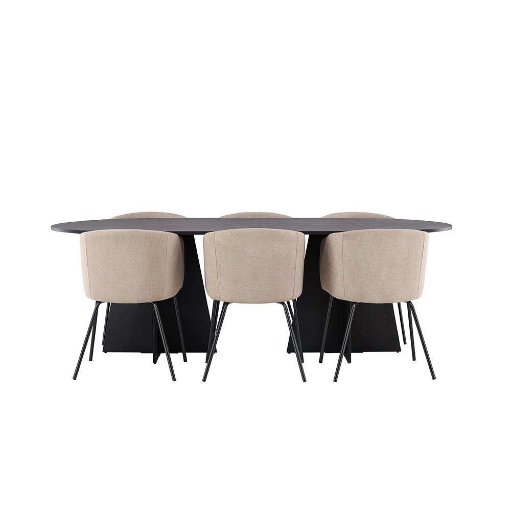 Spisegruppe Venture Home Bootcut Oval med 6 Berit Stoler