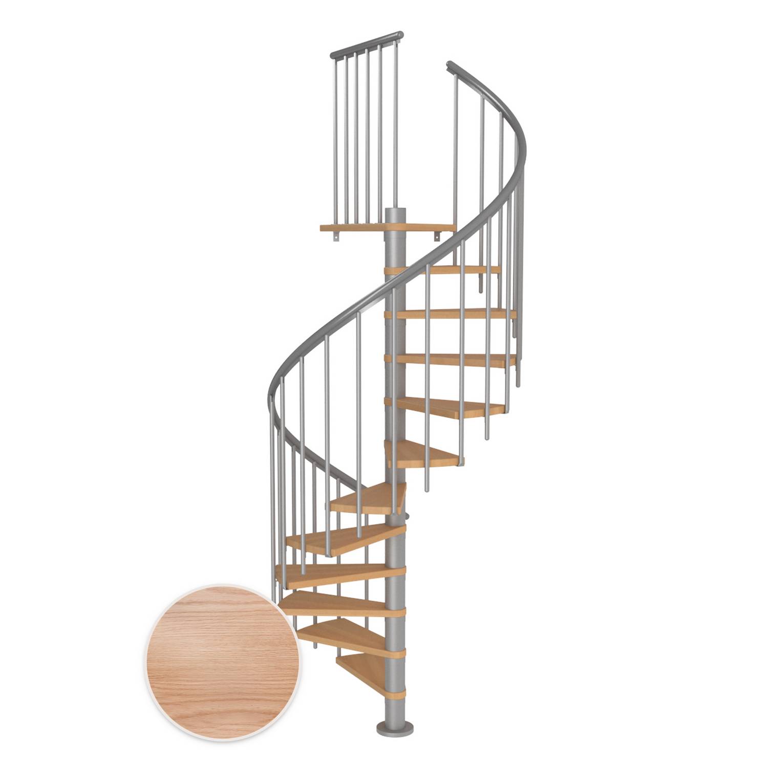 MONTREAL ek multiplex pearl grey CLASSIC3 11T Ø140 Pearl Grey, D: 1400 mm, Høyde gulv til gulv: 2460-2820 mm, 11+1 trinn