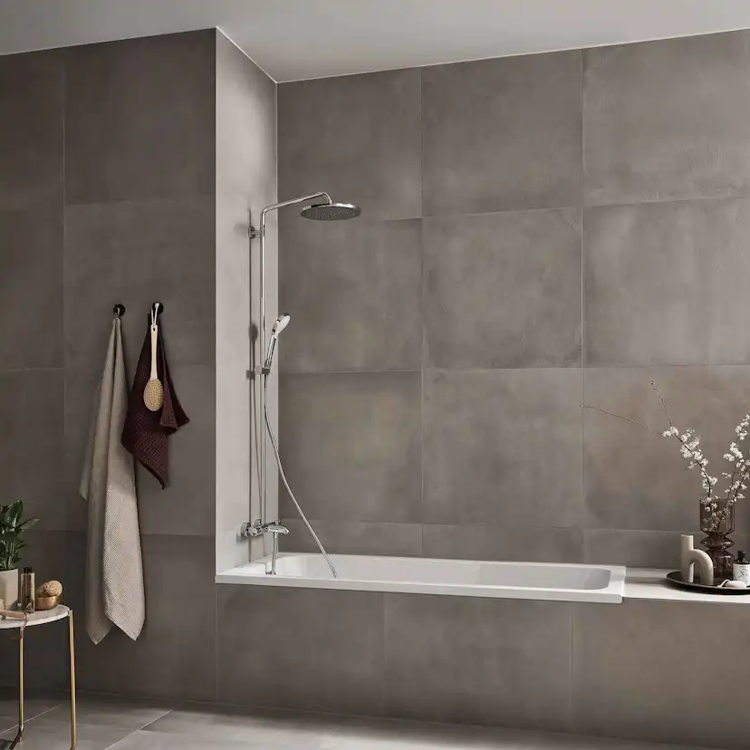 Takdusjsett Hansgrohe Croma Select S 280 Air 1jet Showerpipe med Badekarbatteri