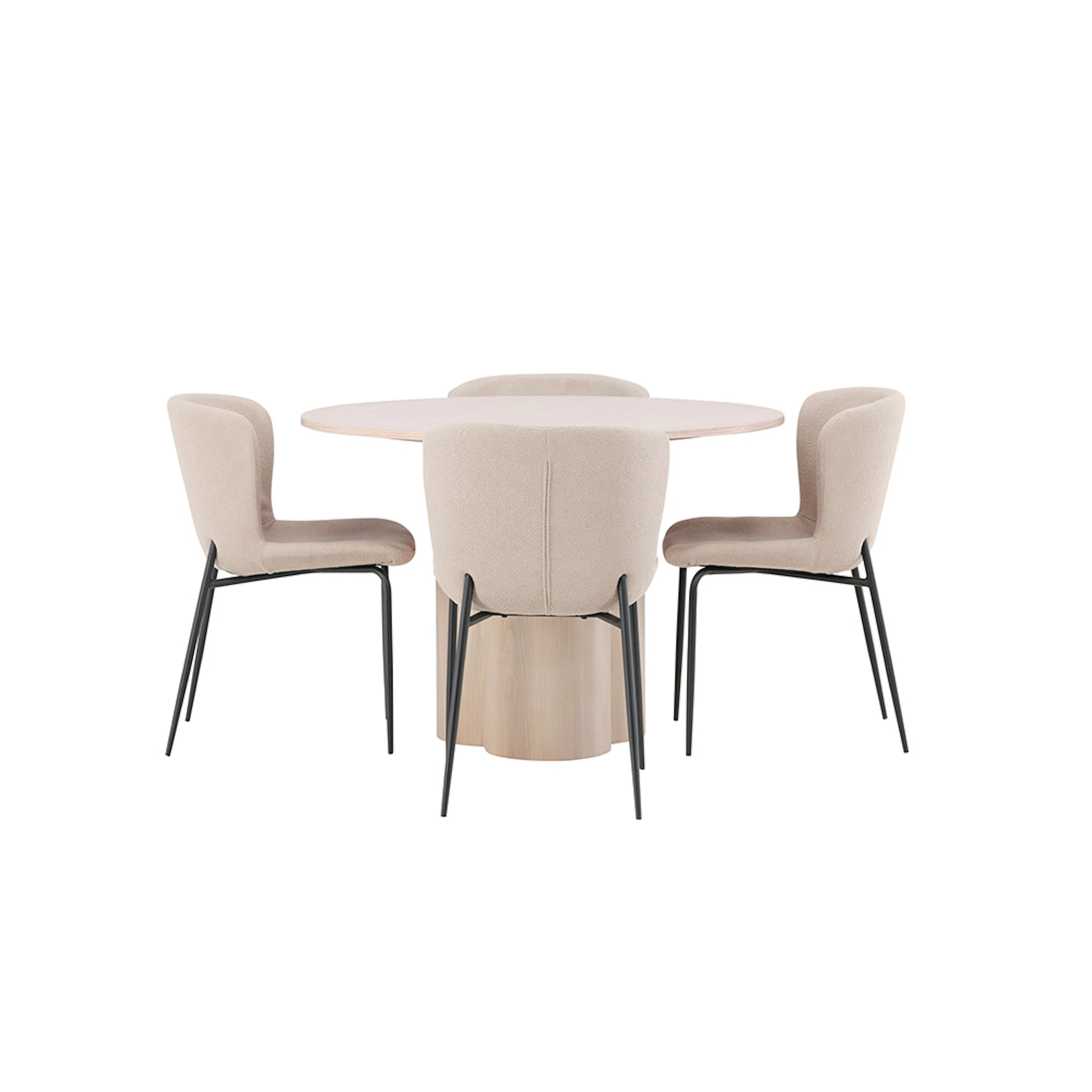 Spisegruppe Venture Home Olivia med 4 Modesto Stoler Natur