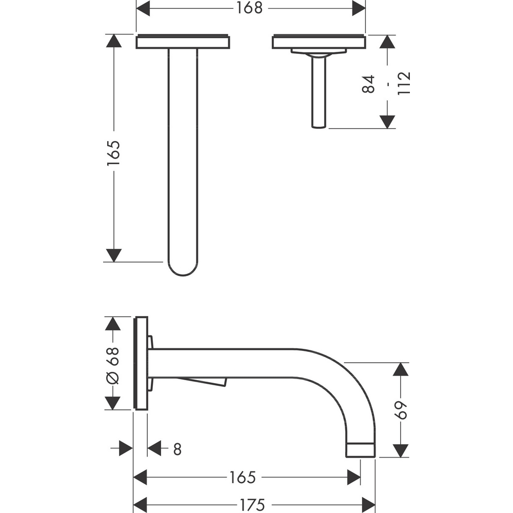 Servantbatteri Axor Uno² for Innbygging To-delt