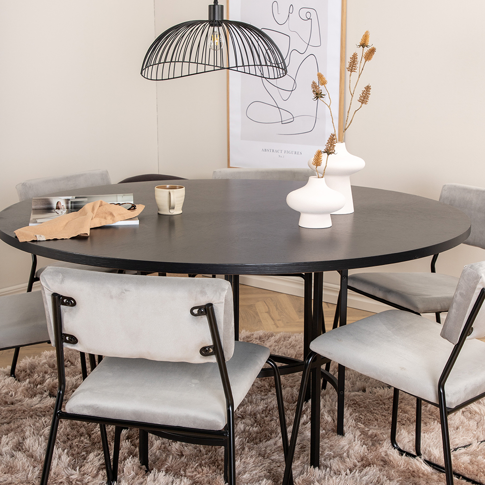 Copenhagen - Dining Table round - Black / Black+Kenth Chair Grå/Sort