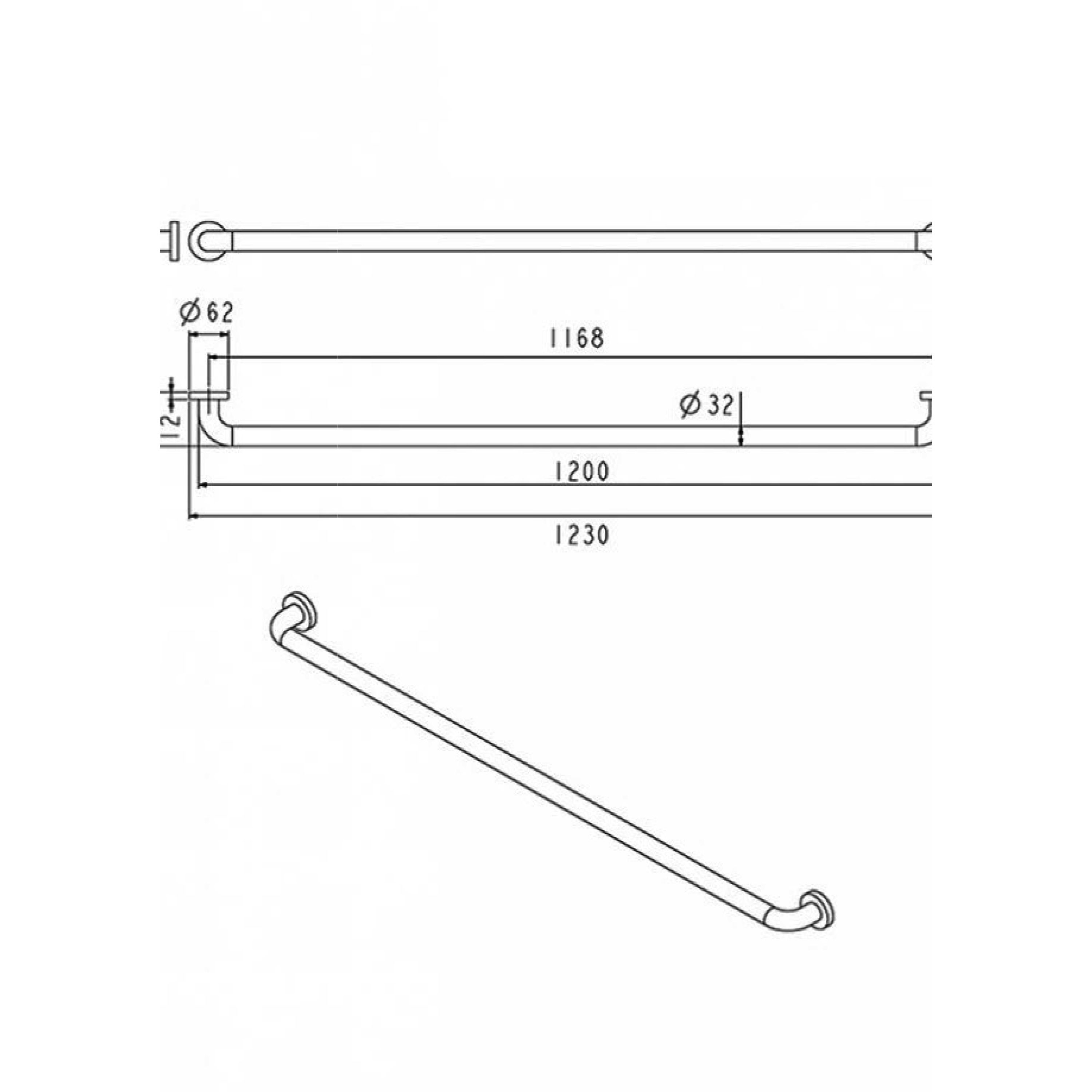 Støttehåndtak Strand Stainless Grabba Rett