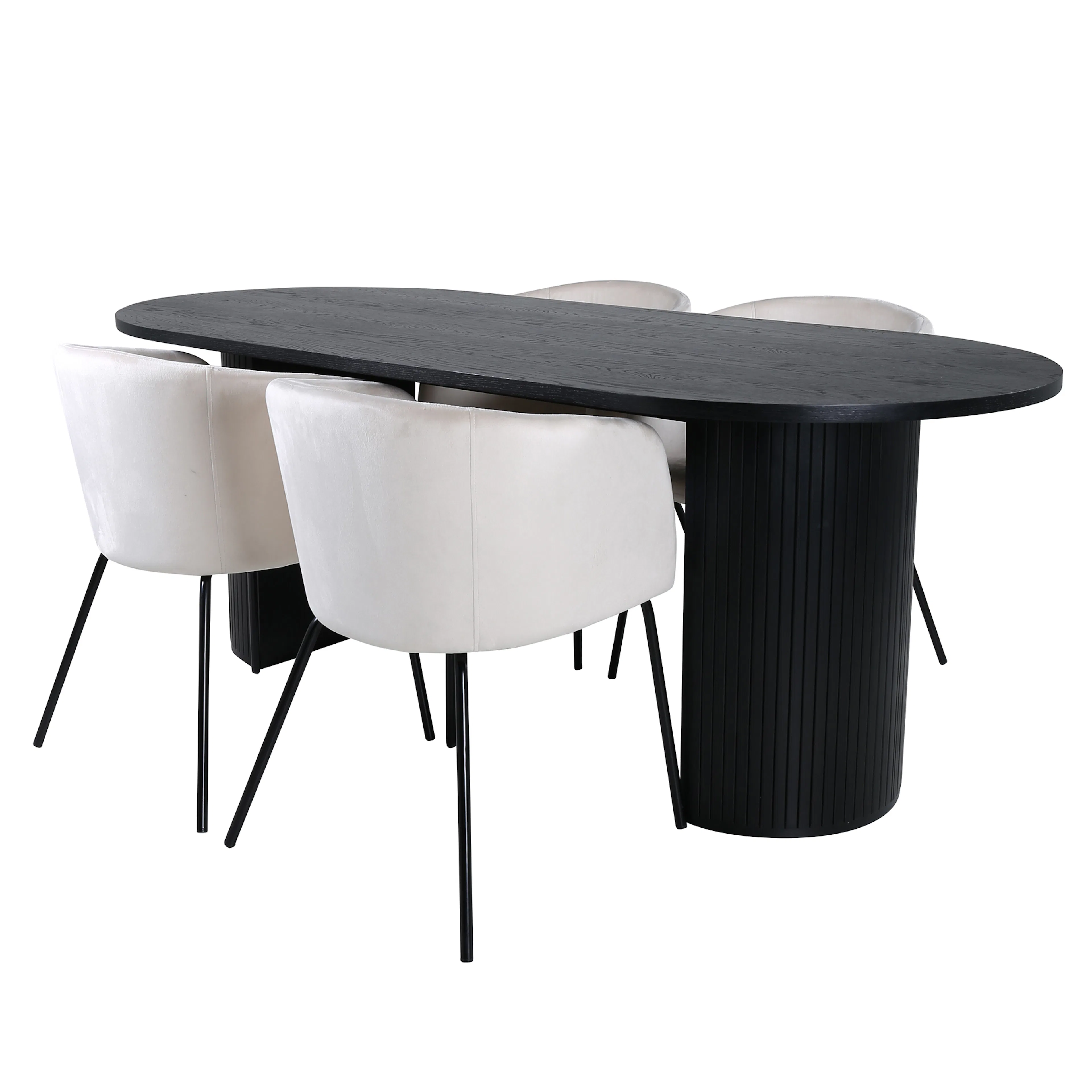 Spisegruppe Venture Home Bianca Sort med 4 Bergen Stoler