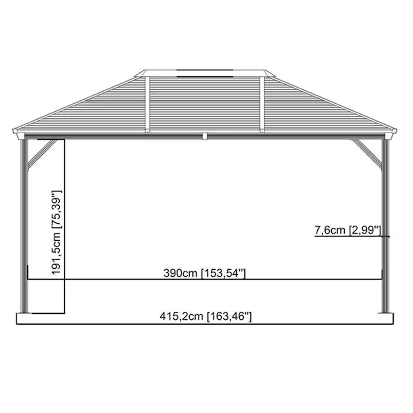 gop Ventura pergola svart 4230 x 2955 x 2610 mm Areal 12 m2, Kropp: Svart, Tak: Svart