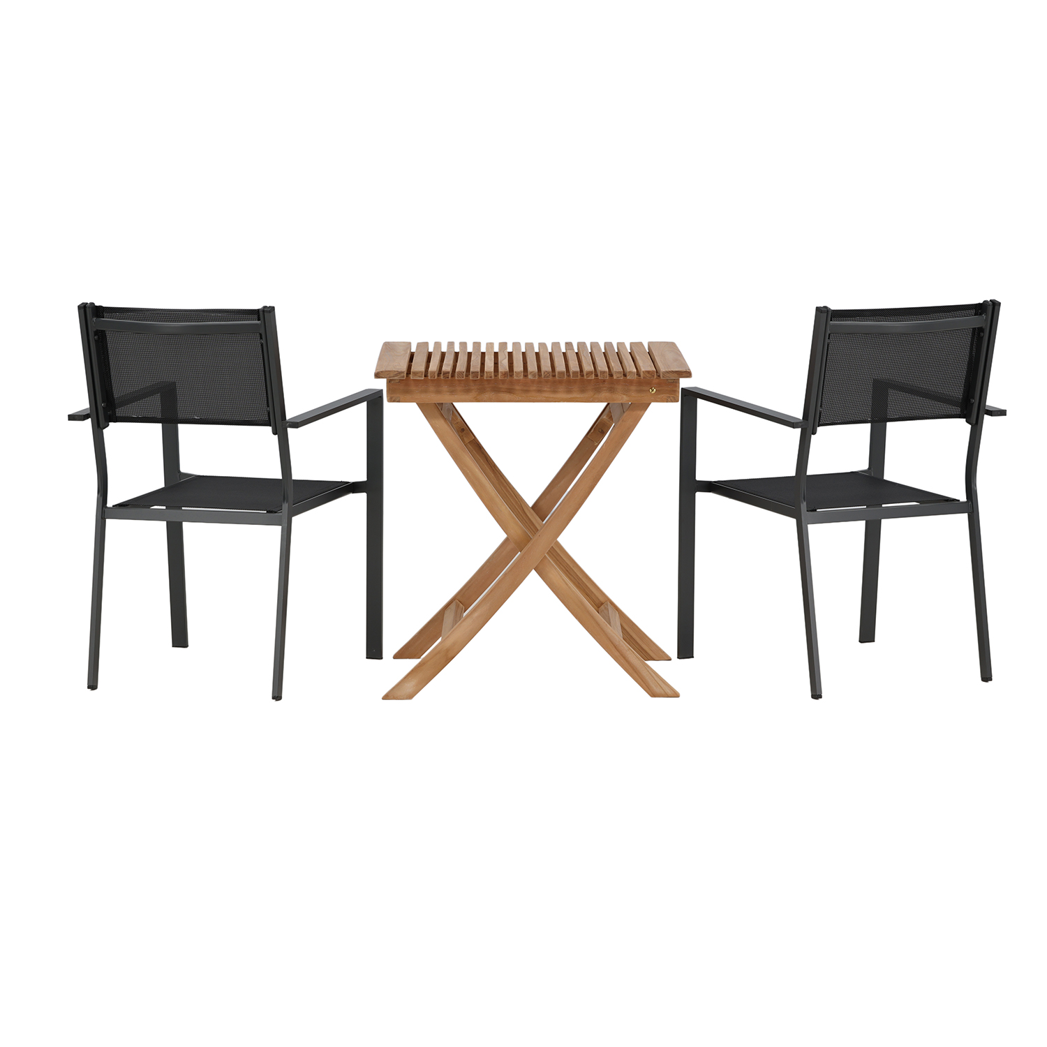 Cafégruppe Venture Home Ghana Teak 70x70 cm med 2 Copacabana Stablestoler