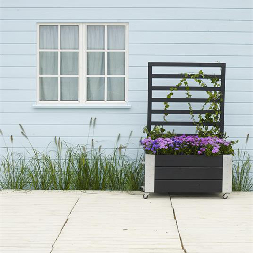 Blomsterkasse PLUS Cubic med espalier Svart 87x50x130 cm