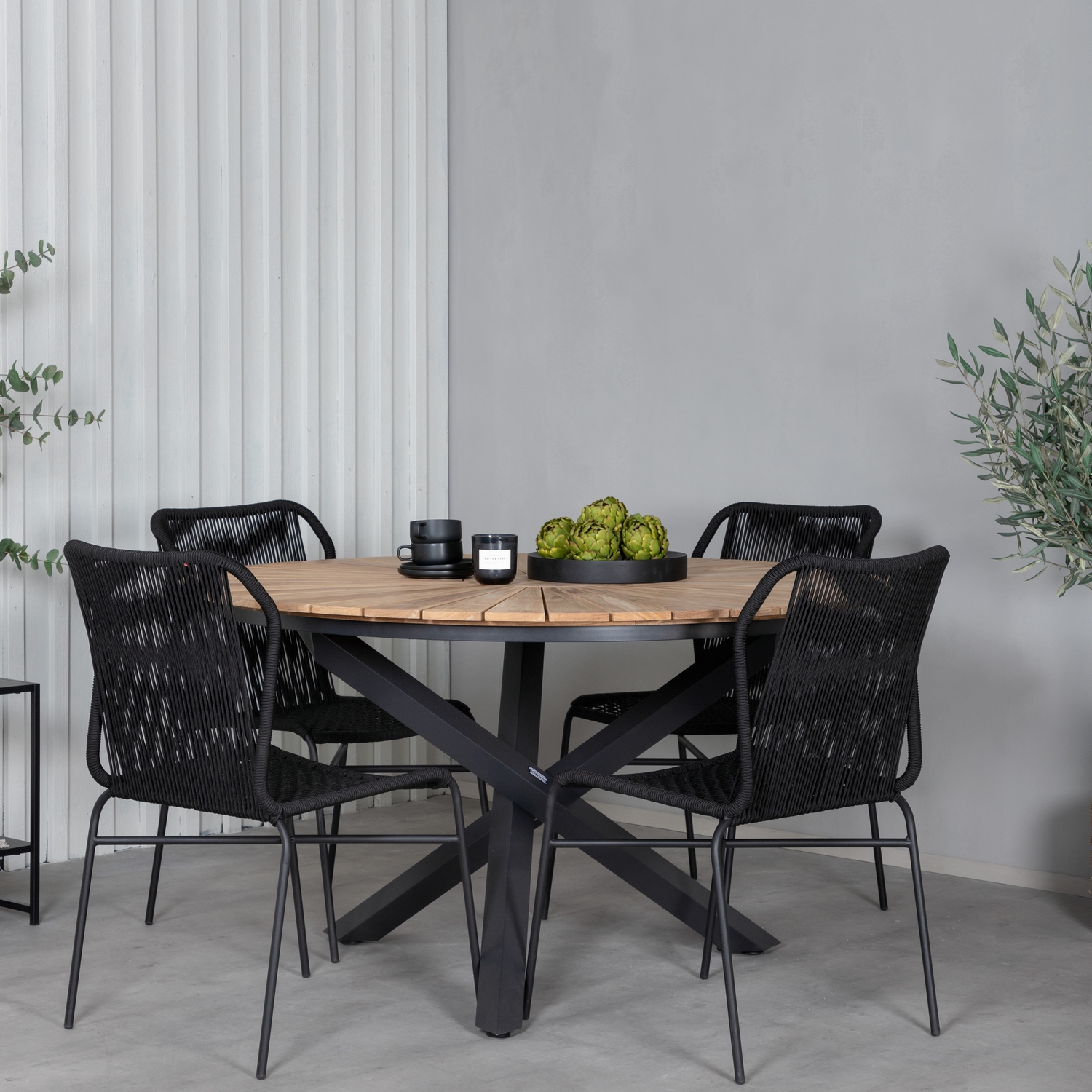 Spisegruppe Venture Home Meya med 4 Jefferson Stablebare Spisestoler
