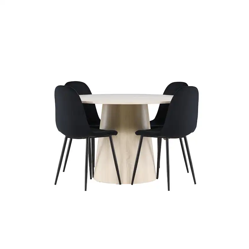 Spisegruppe Venture Home Lanzo Ø120 med 4 stk Polar Stoler Fløyel