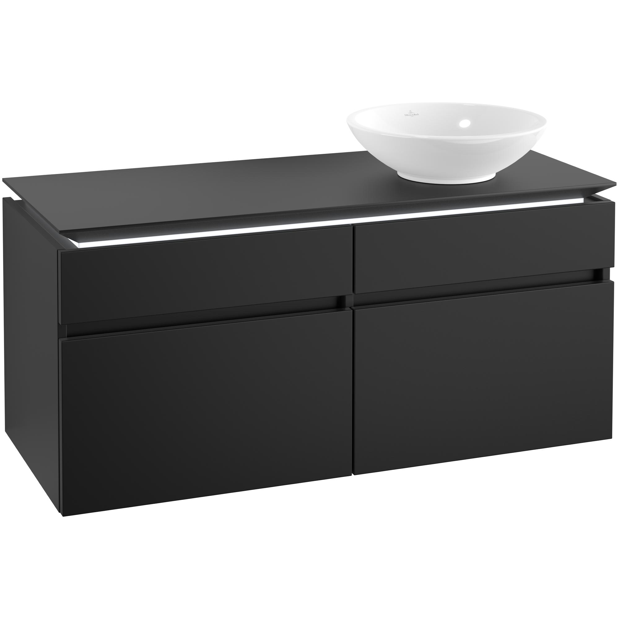 Tvättställsskåp Villeroy & Boch Legato 1200 med 4 Lådor för Ocentrerat Ytmonterat Tvättställ | badrum - badrumsmobler - tvattstallsskap-och-kommod | KakelKungen
