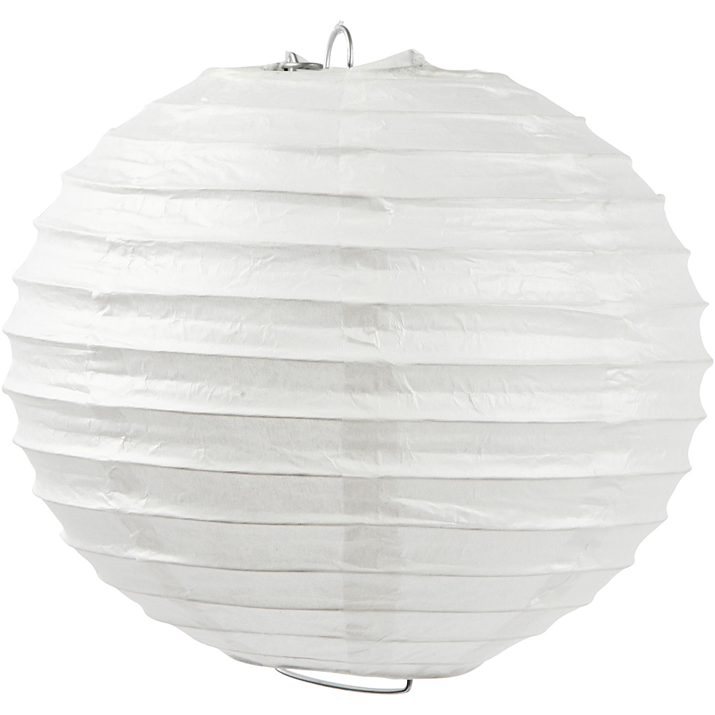 Papperslampa, vit, Rund, Dia. 35 cm, 1 st. Hvit, Diameter: 350 mm