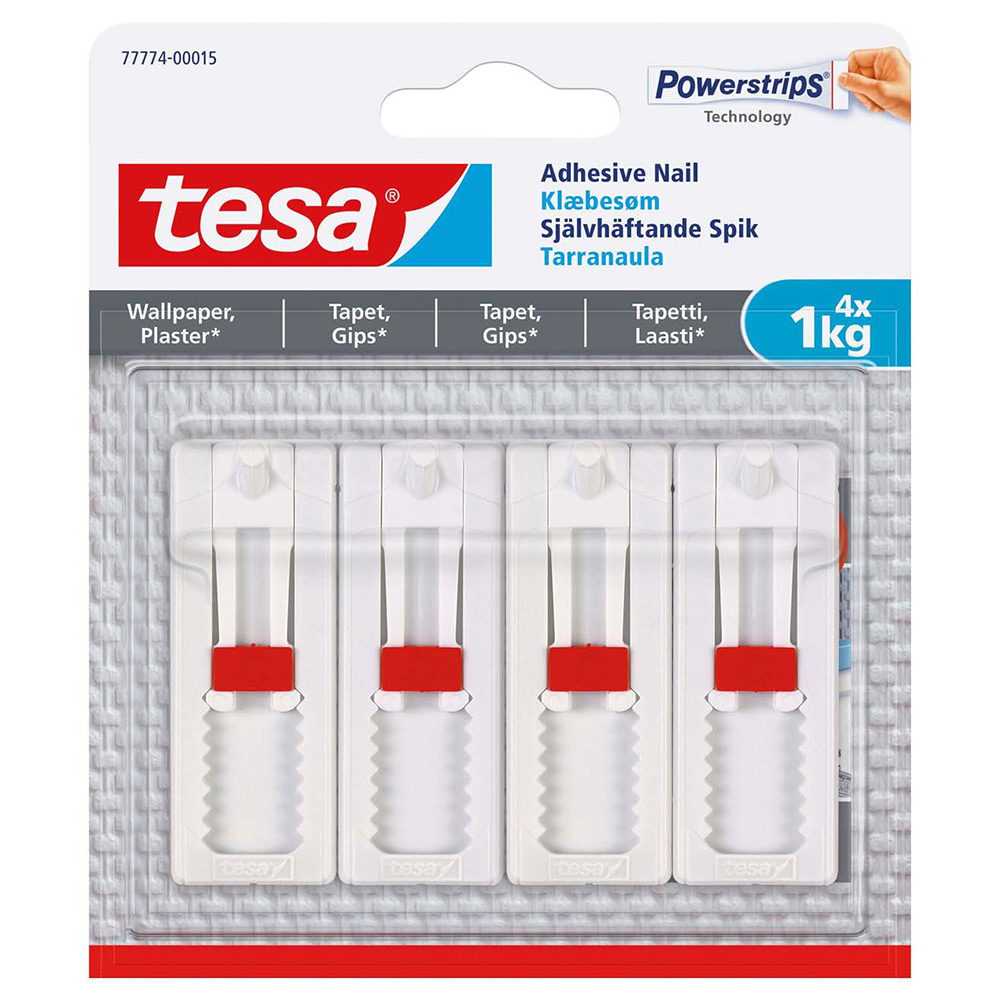 Selvklebende Spiker Tesa Justerbar Tapet 4 stk 1 kg