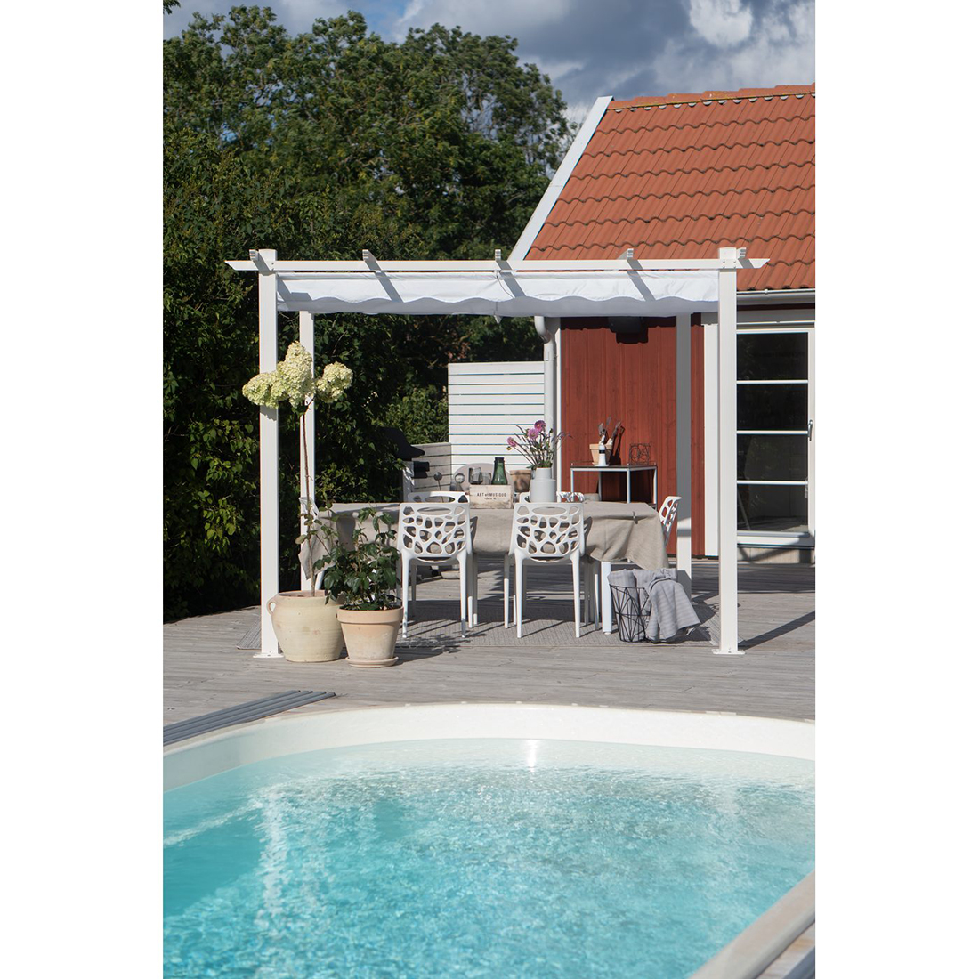 Pergola 3x3 m Vit Hvit/Hvit
