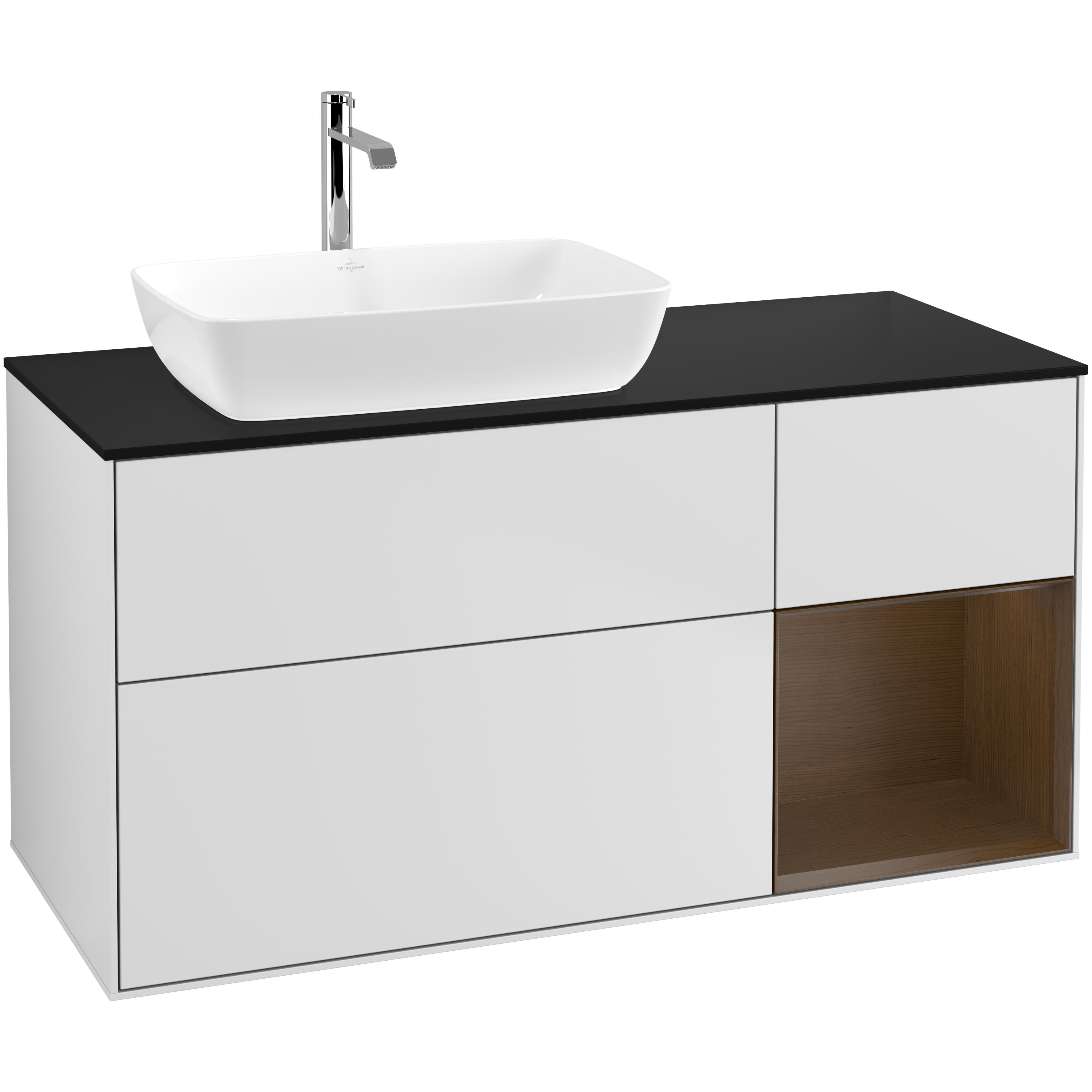 Tvättställsskåp Villeroy & Boch Finion med 3 Lådor Hylla och Bänkskiva för Ocentrerat Tvättställ från Artis & Collaro