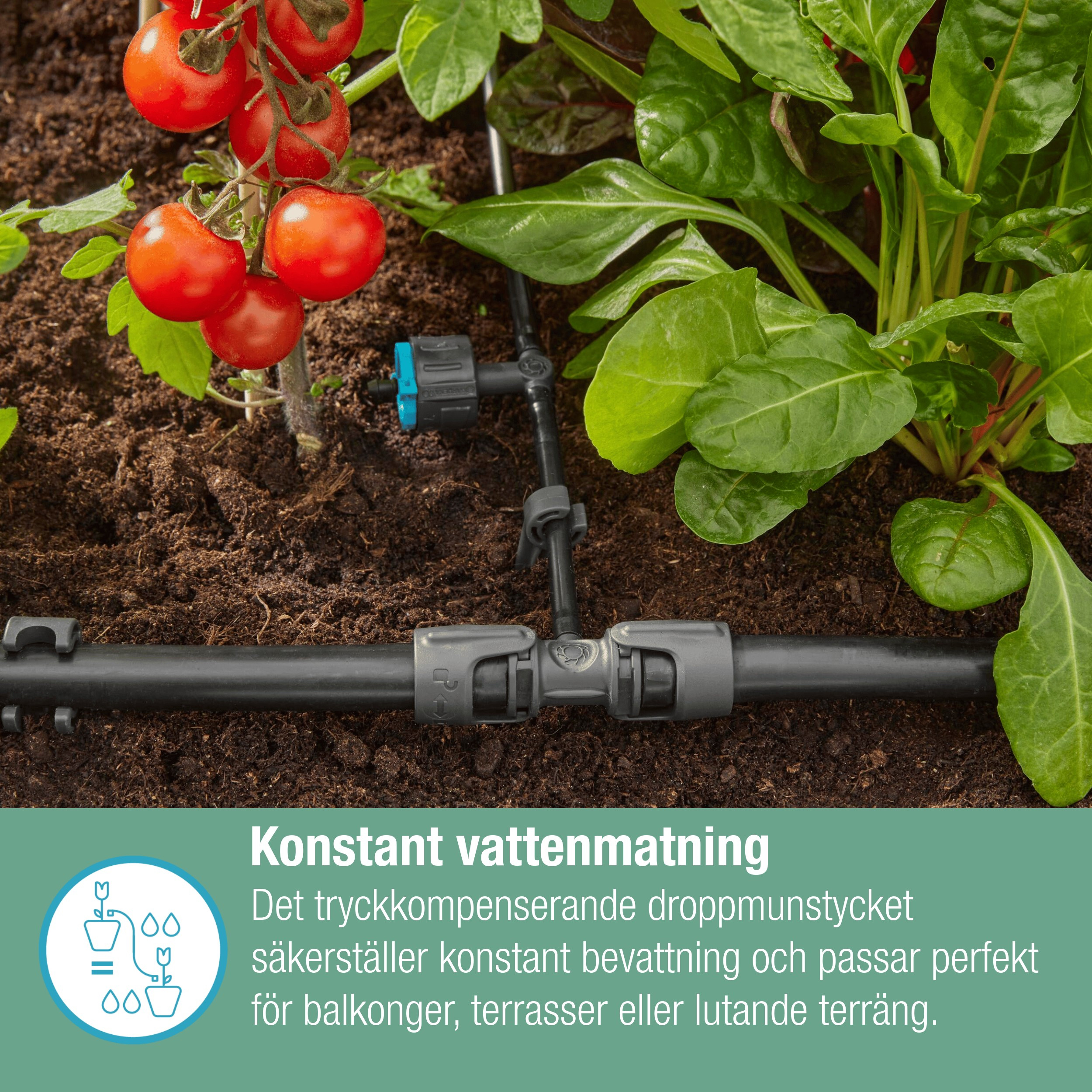 Dryppfordeler Gardena Micro-Drip Inline Justerbar Trykkregulerende