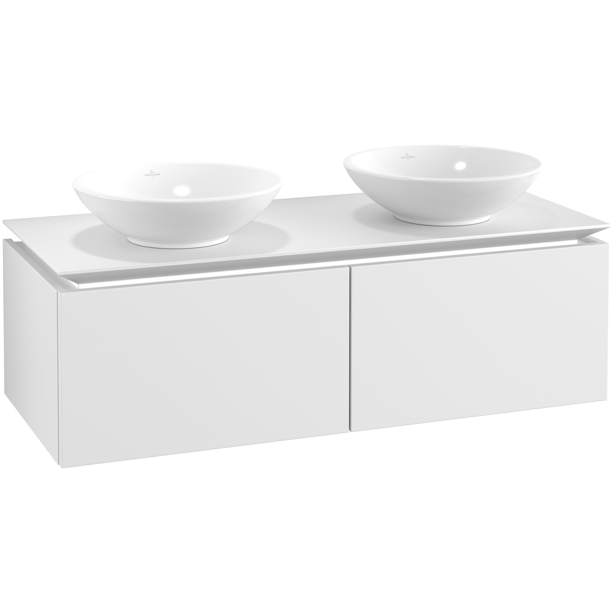 Tvättställsskåp Villeroy & Boch Legato Kompakt 1200 med 2 Lådor för Två Ytmonterade Tvättställ | badrum - badrumsmobler - tvattstallsskap-och-kommod | KakelKungen