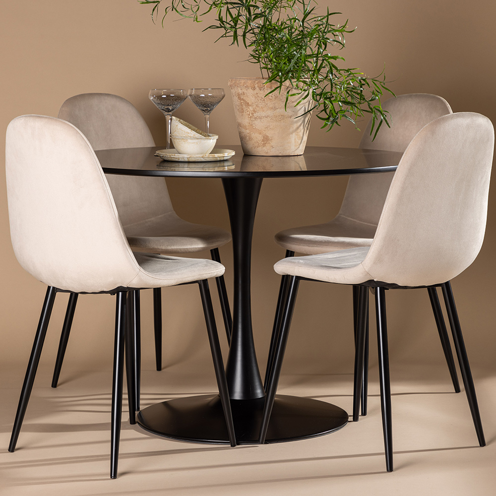 Spisegruppe Venture Home Glade Ø 100 cm med 4 Polar Stoler Fløyel