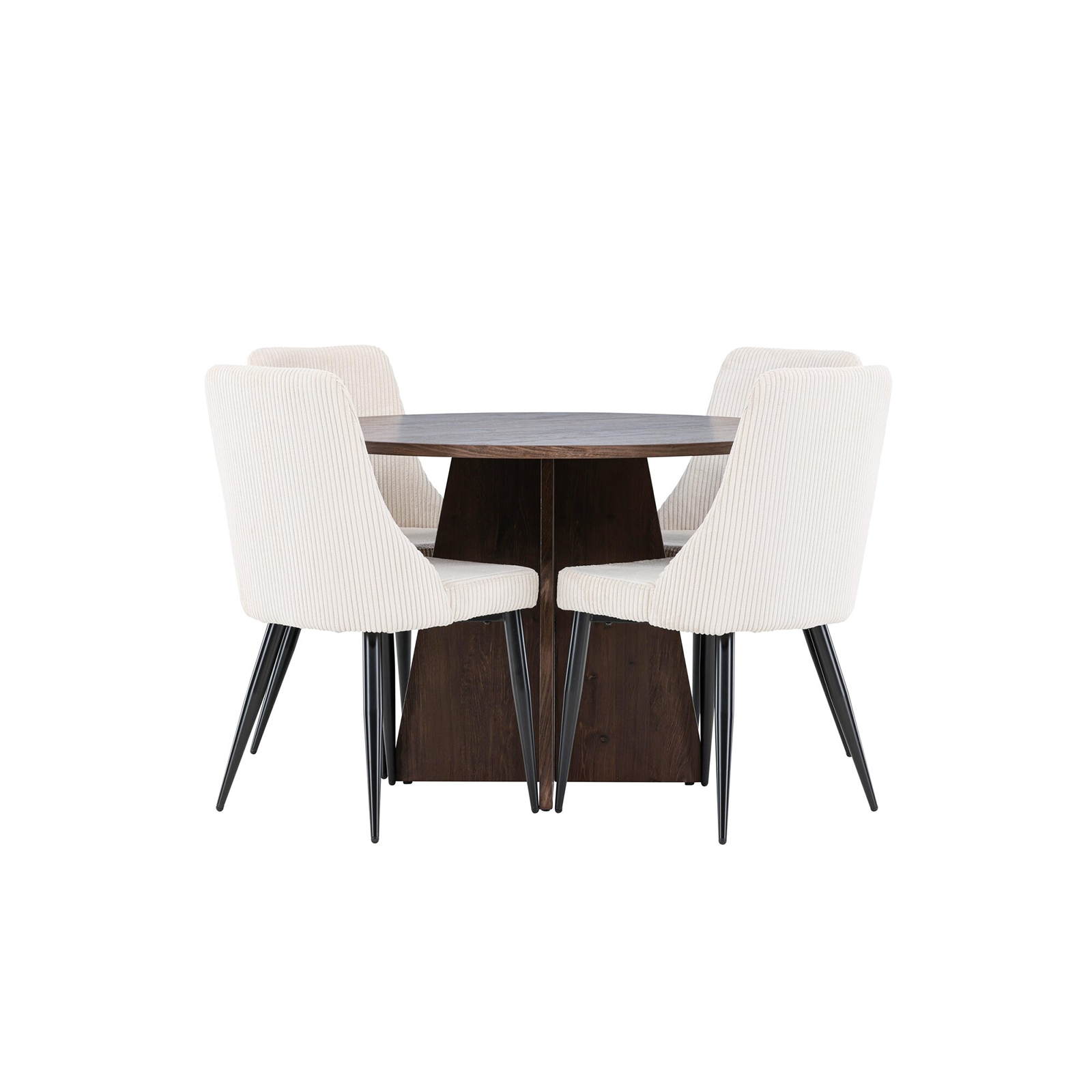 Spisegruppe Venture Home Bootcut Ø110 med 4 stk Leone Stoler