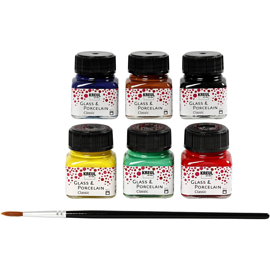 Glass- og porselensmaling Creativ Company Ass Classic Farger 6x20 ml/1 Pk