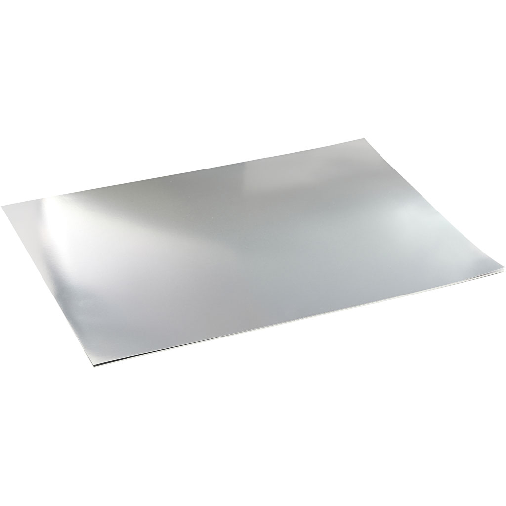 Metallkartong, silver, A2, 420x600 mm, 280 g, 10 ark/ 1 förp Sølv