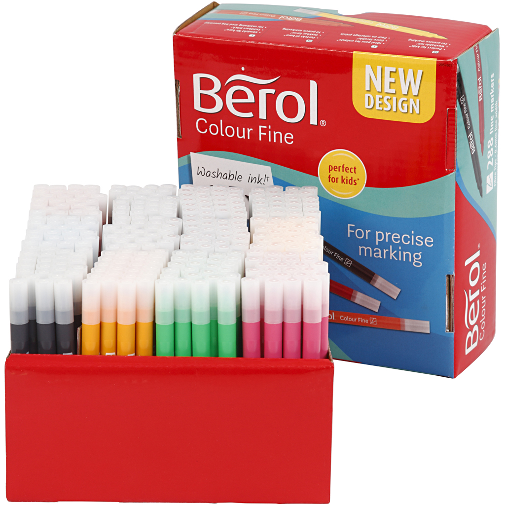 Berol Colourfine, mixade färger, spets 0,3-0,7 mm, 288 st./ 288 st
