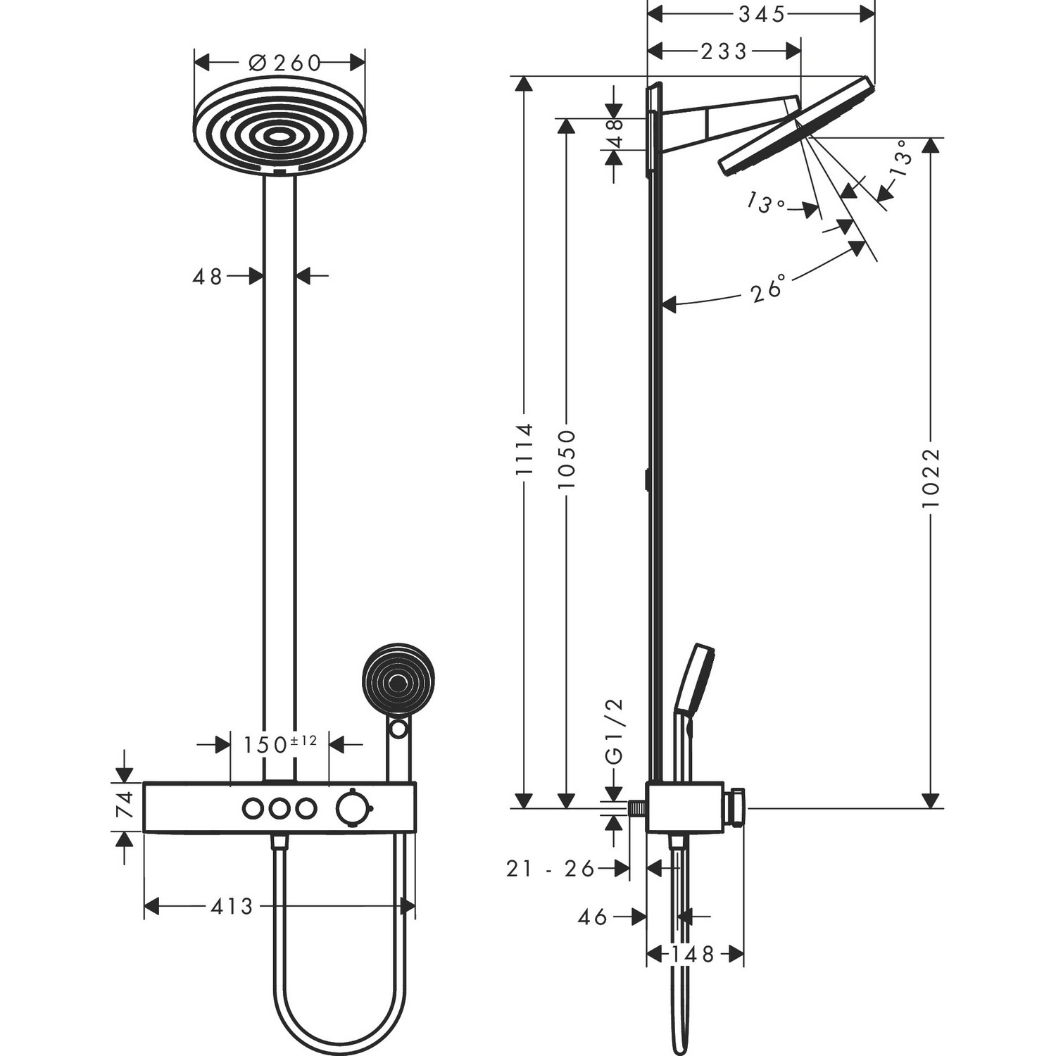 Takdusjsett Hansgrohe Pulsify S 260 2jet