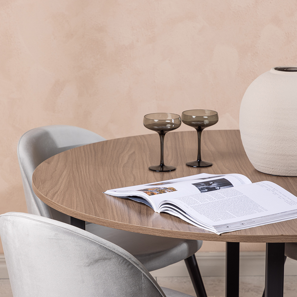 Spisegruppe Venture Home Durango Ø 120 cm med 4 Velvet Stoler