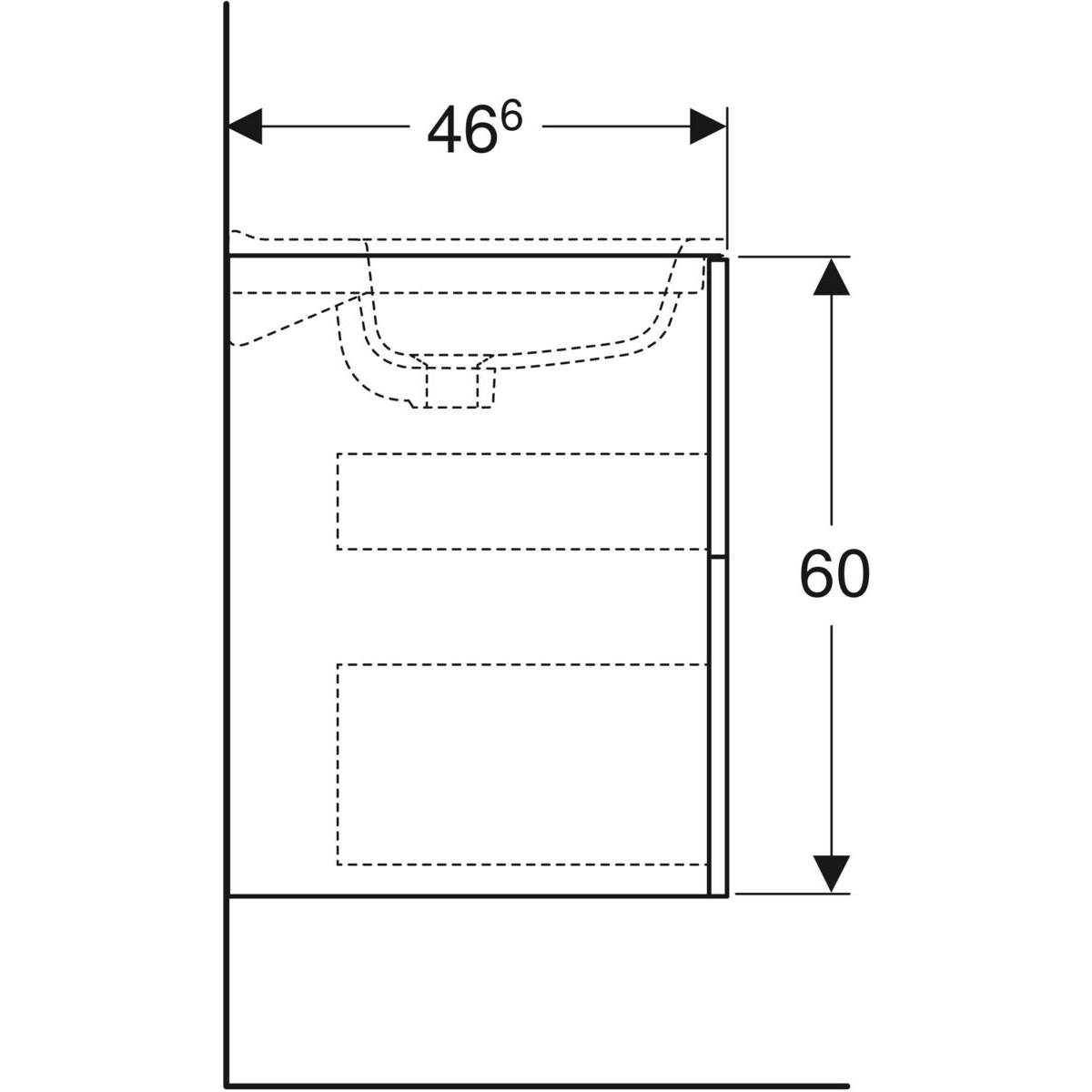 Ifö Elegant underskåp för möbeltvättställ, med två lådor: B= Hvit, 600x600 mm