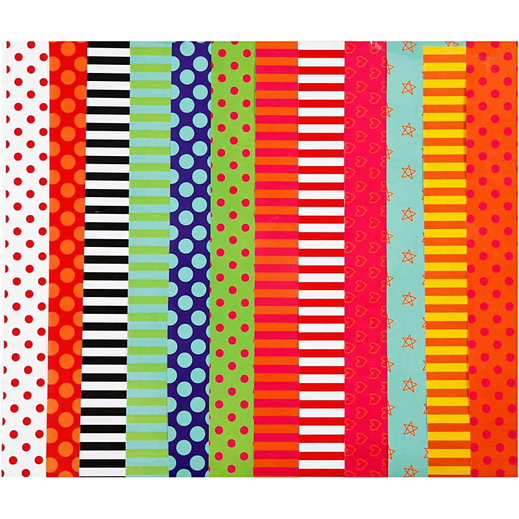 Glanspapir Creativ Company Ass Farger Mønstrede 24x32 cm 50 Ass-Ark/1 Pk