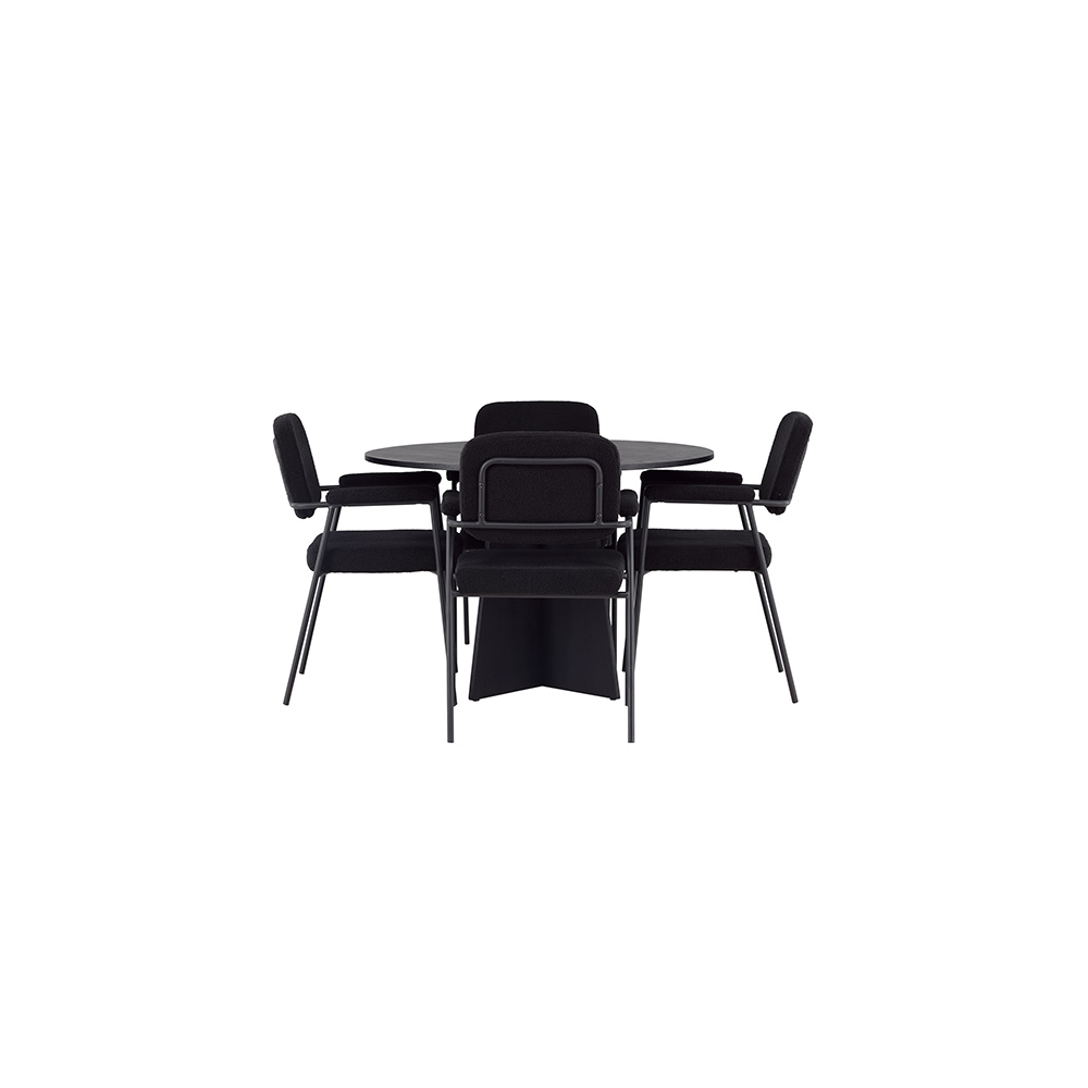 Spisegruppe Venture Home Bootcut Ø110 cm med 4 stk Yesterday Stoler