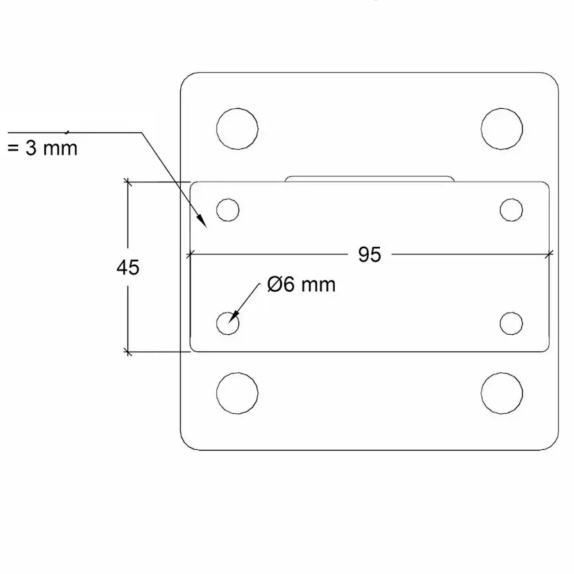Stålstolpe PLUS med Fot til Rekkverk med Bolter/Muttere 4,5 x 4,5 cm