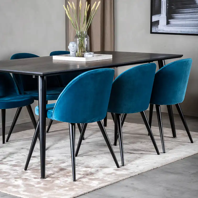 Spisegruppe Venture Home Dipp med 6 Velvet Stoler