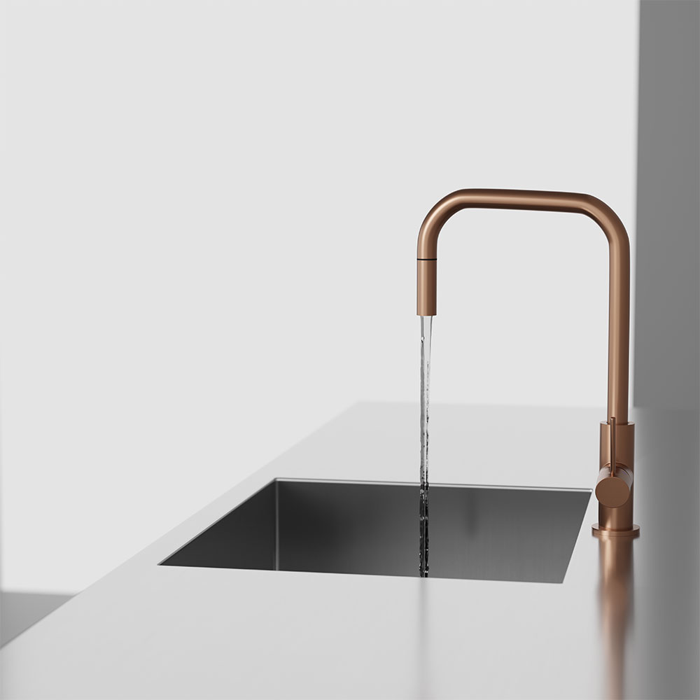 Kjøkkenbatteri Scandtap Steel Accent Square med Uttrekkbar Tut