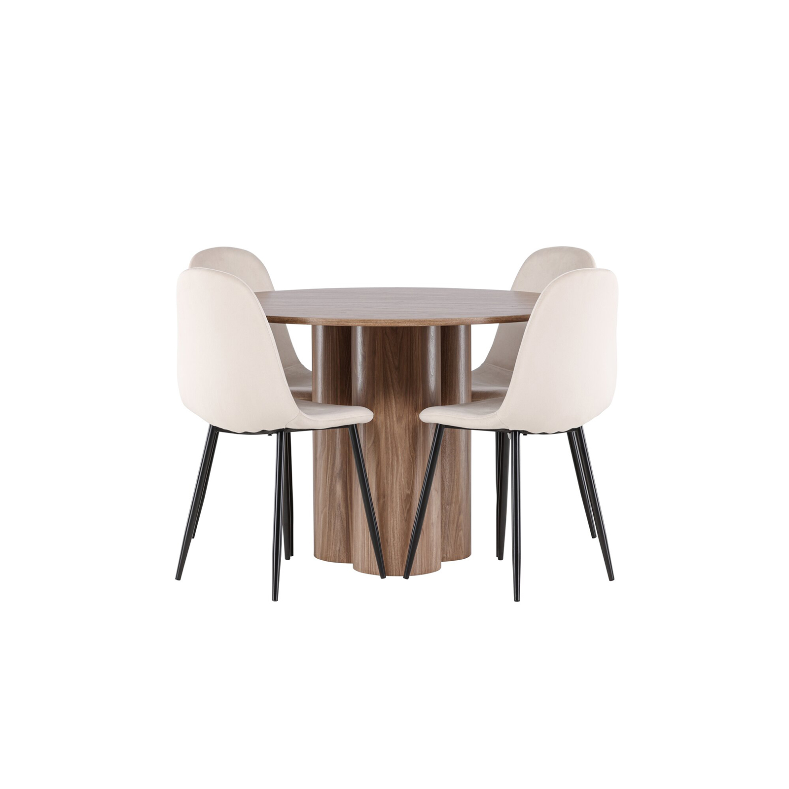 Spisegruppe Venture Home Olivia Ø110 med 4 stk Polar Stoler Fløyel