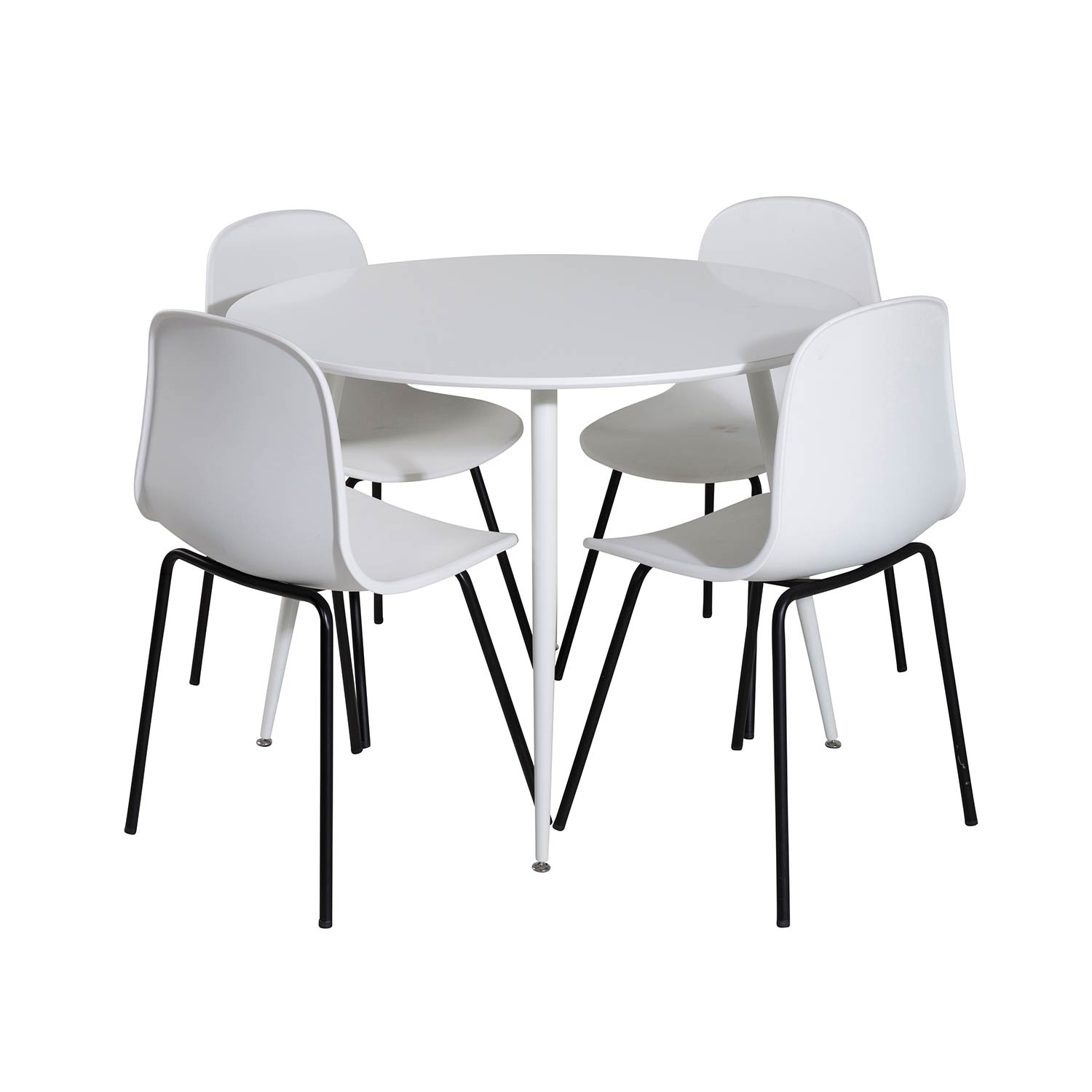 Plaza Round Table - White top /Arctic Chair -White Plastic_4 Hvit/Sort