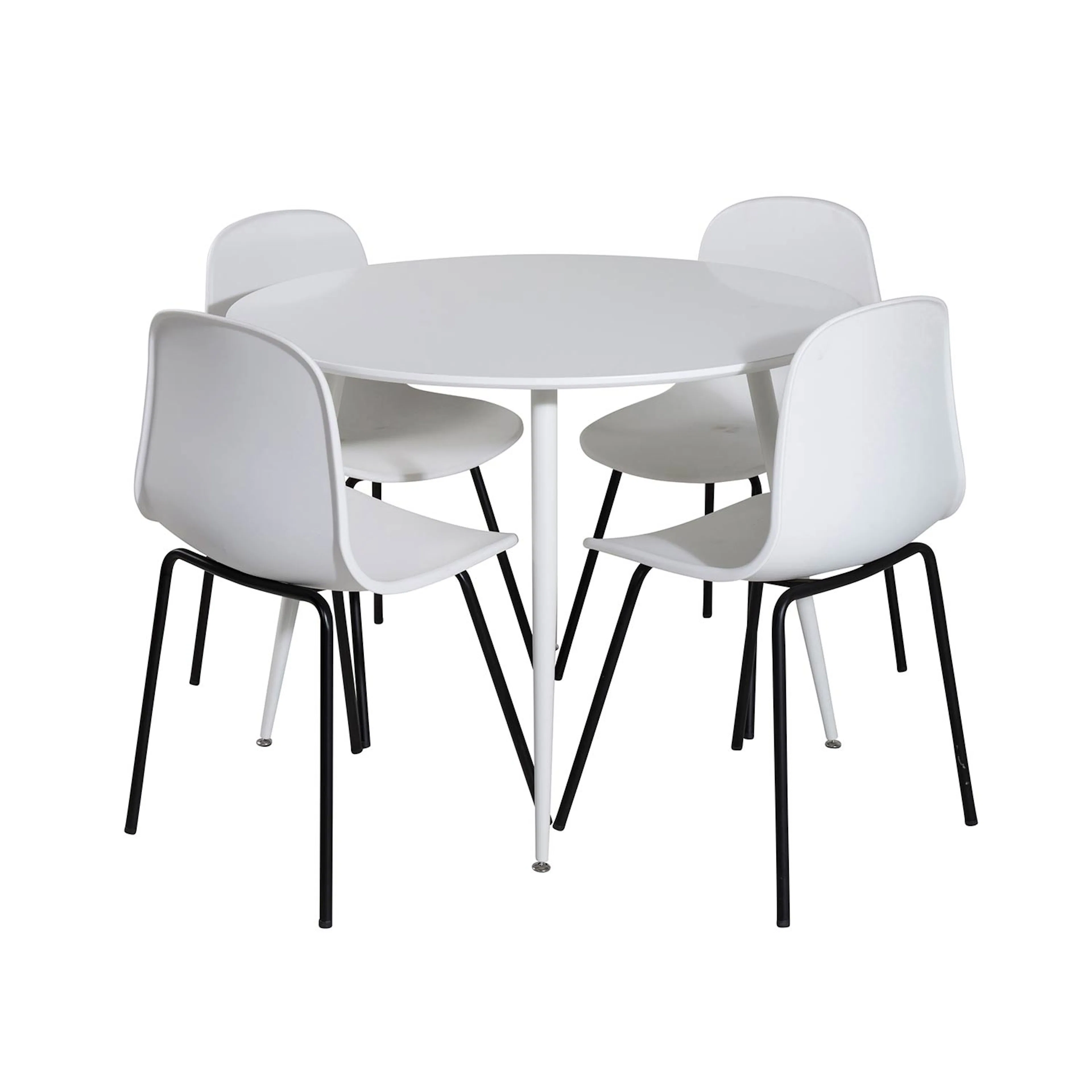 Plaza Round Table - White top /Arctic Chair -White Plastic_4 Hvit/Sort