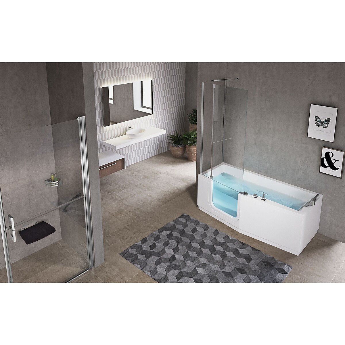 Badekar Novellini Iris med Dør 180