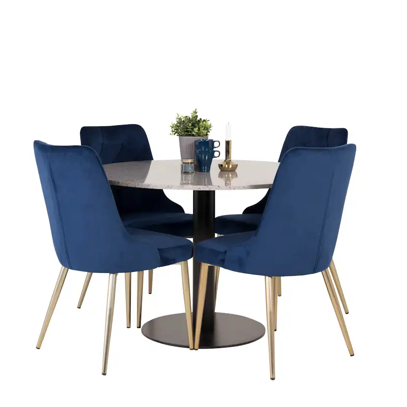 Spisegruppe Venture Home Roxanna Grå Bord med 4 Vera Stoler Fløyel