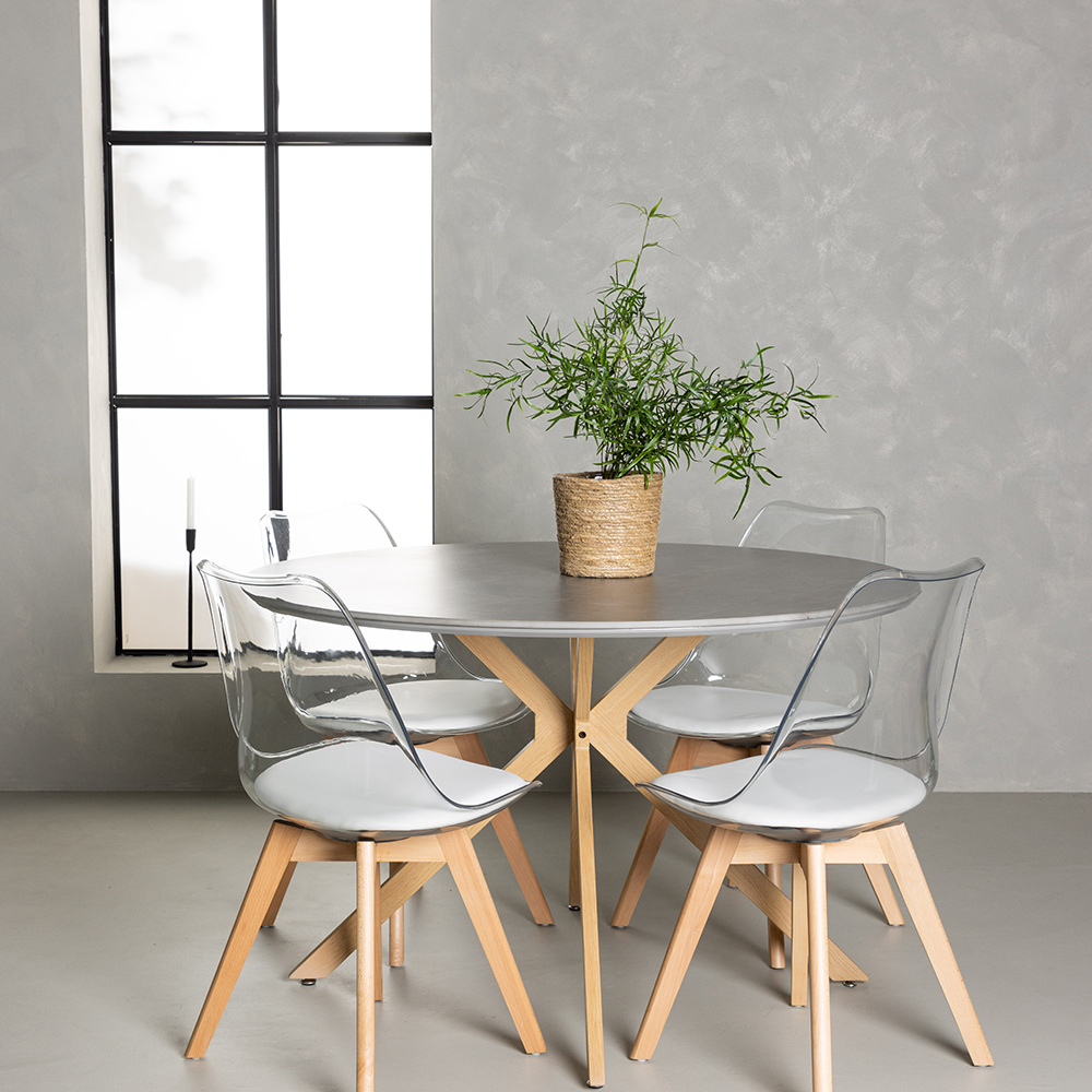Spisegruppe Venture Home Piazza Ø120 cm med 4 stk Edvin Stoler