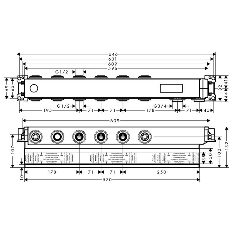 Innbyggingsdel Axor for Termostatmodul Select 4 Funksjoner